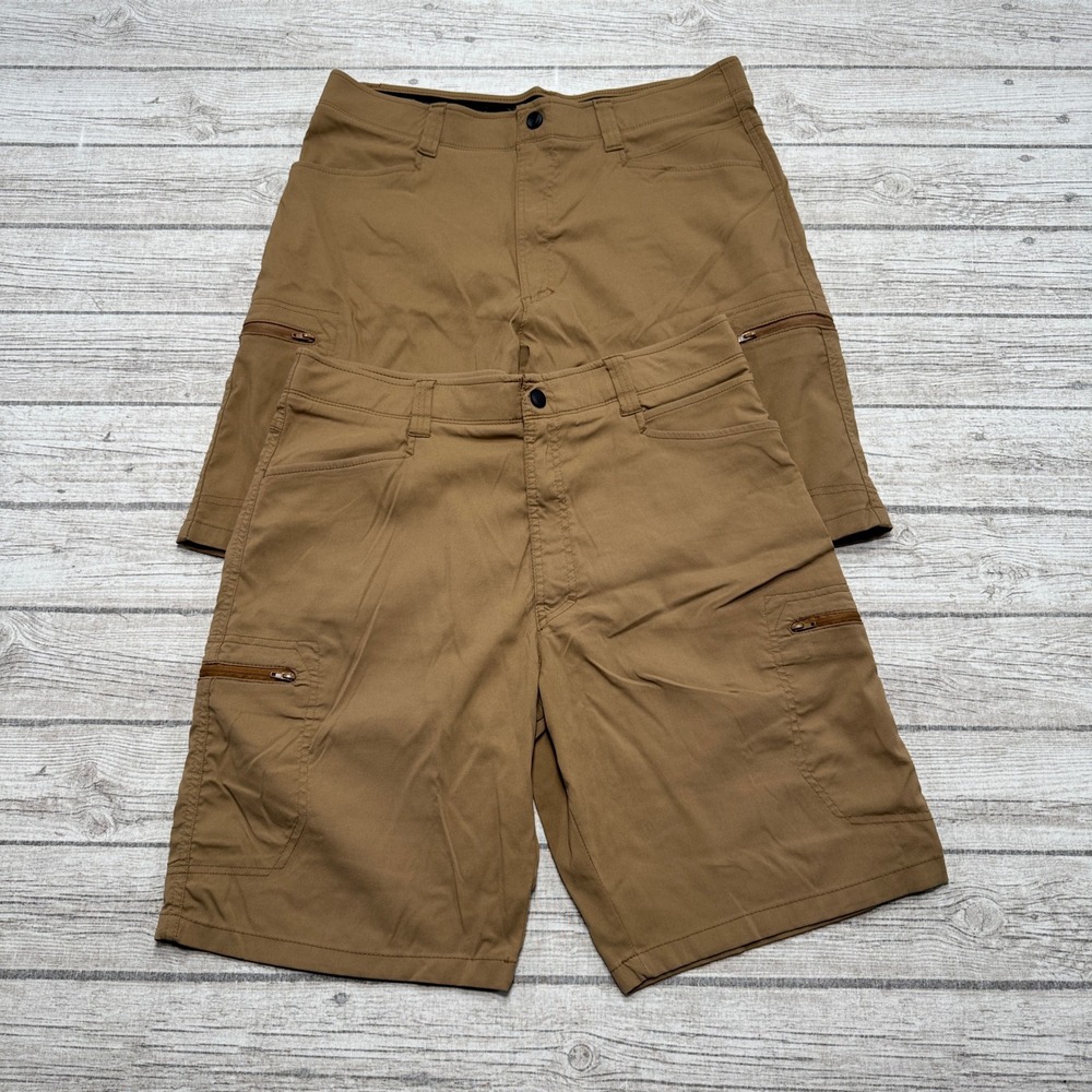 2PCS Wrangler Cargo Shorts Men's 36 Brown Relaxed Stretch Utility Hiking Outdoor